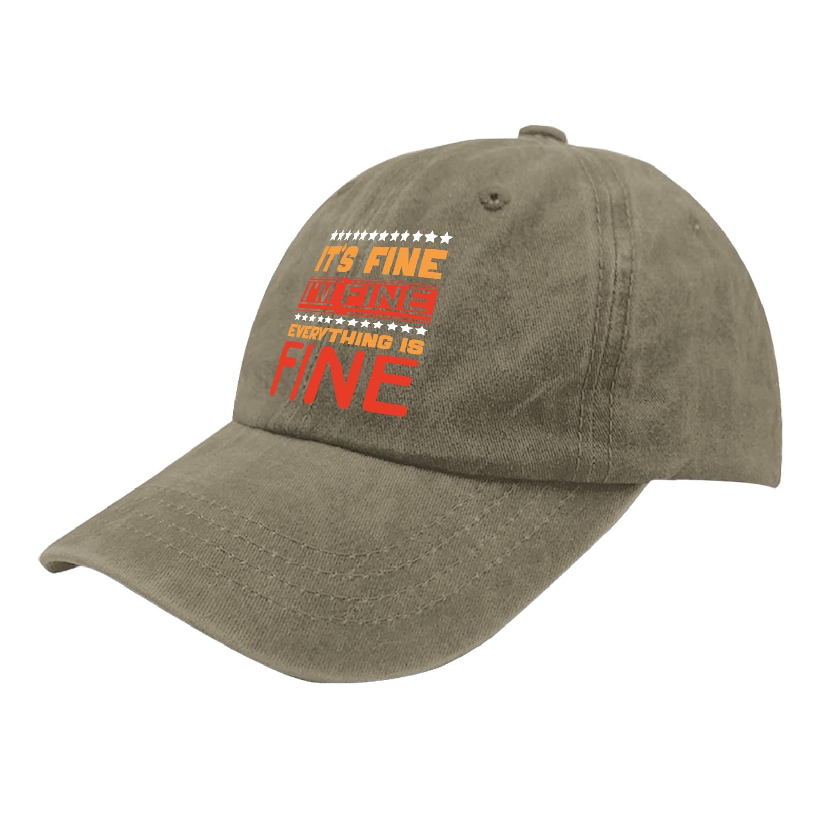 It's Fine I'm Fine Everything is Fine Golf Hat Runners Hat Pigment Khaki Running Hat Men Gifts for Son Golf Caps