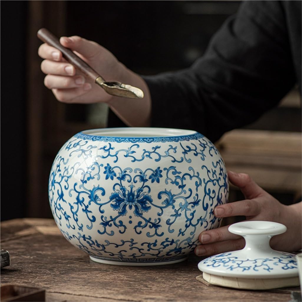 CMBSSTFC Słoik na cukier Niebiesko-biały ceramiczny słoik do przechowywania sypkiej herbaty Duży orzechowy słoik do kawy Zamknię słoik do płatków zbożowych Słoik do przechowywania żywności w kuchni