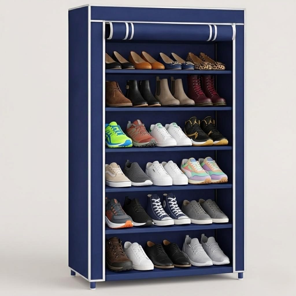 6 Layer Shoe Rack for Home, Space Saving Multi-Tier Shoe Organizer, Durable Storage Stand for Bedroom, Entryway & Closet Shoe Rack Plastic for Home (Blue)-image-30