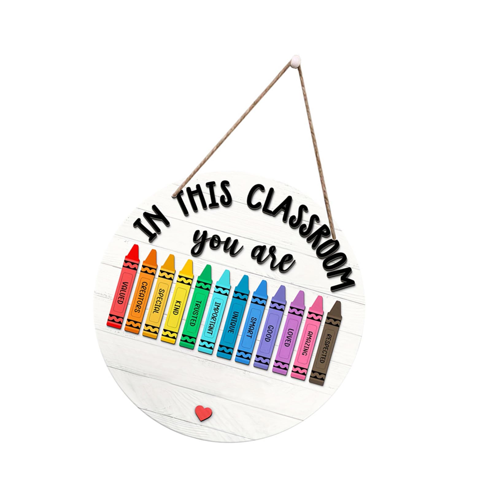 MHADBKH Round Wooden Welcome Sign for Classroom Door, Safe Kids Hanging Decor, Teacher Customizable Natural Wood Door Hanger