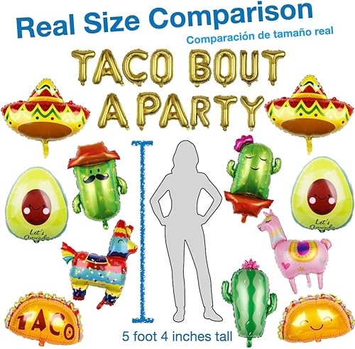 Miniatura 2 de Urby Taco Bout a Party - Juego de globos gigantes de 25 piezas, globos para decoración de fiestas, decoraciones de martes de tacos, globos de la
