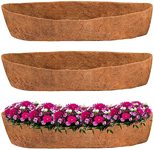 2PCS Trough Coco Replacement Liners 24/30/36/48 Inch Wall-mounted Coco Liner Trough Coco Liner for Window Box & Hanging Trough Planters (30 Inch-2PCS)