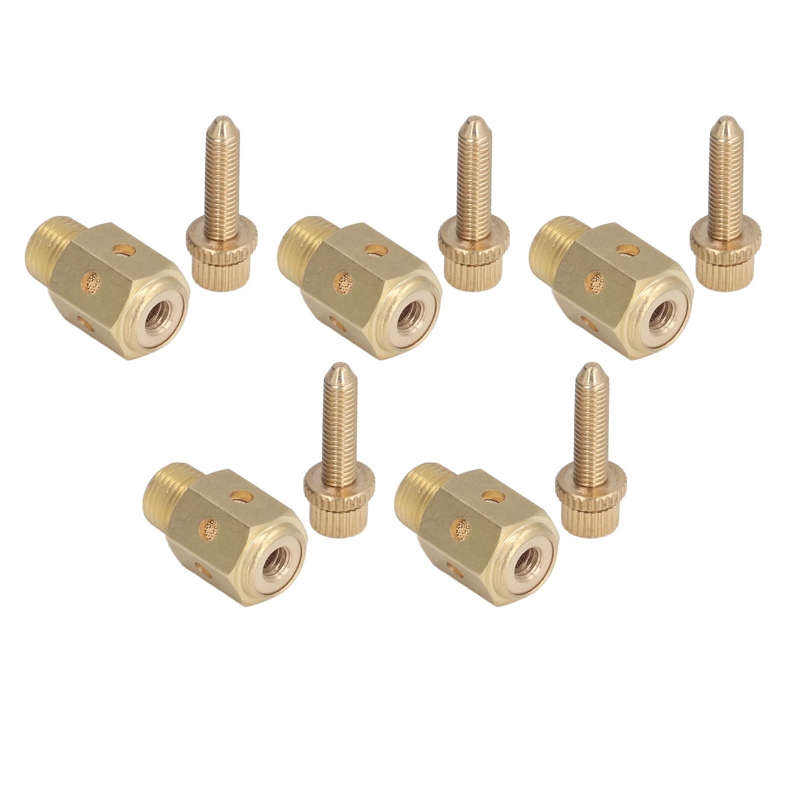 TANIQIACA Pneumatic Muffler Set, 5 Pcs, Brass Air Flow Silencer, Exhaust Noise Reducer, G1/8 Thread, PSC-01
