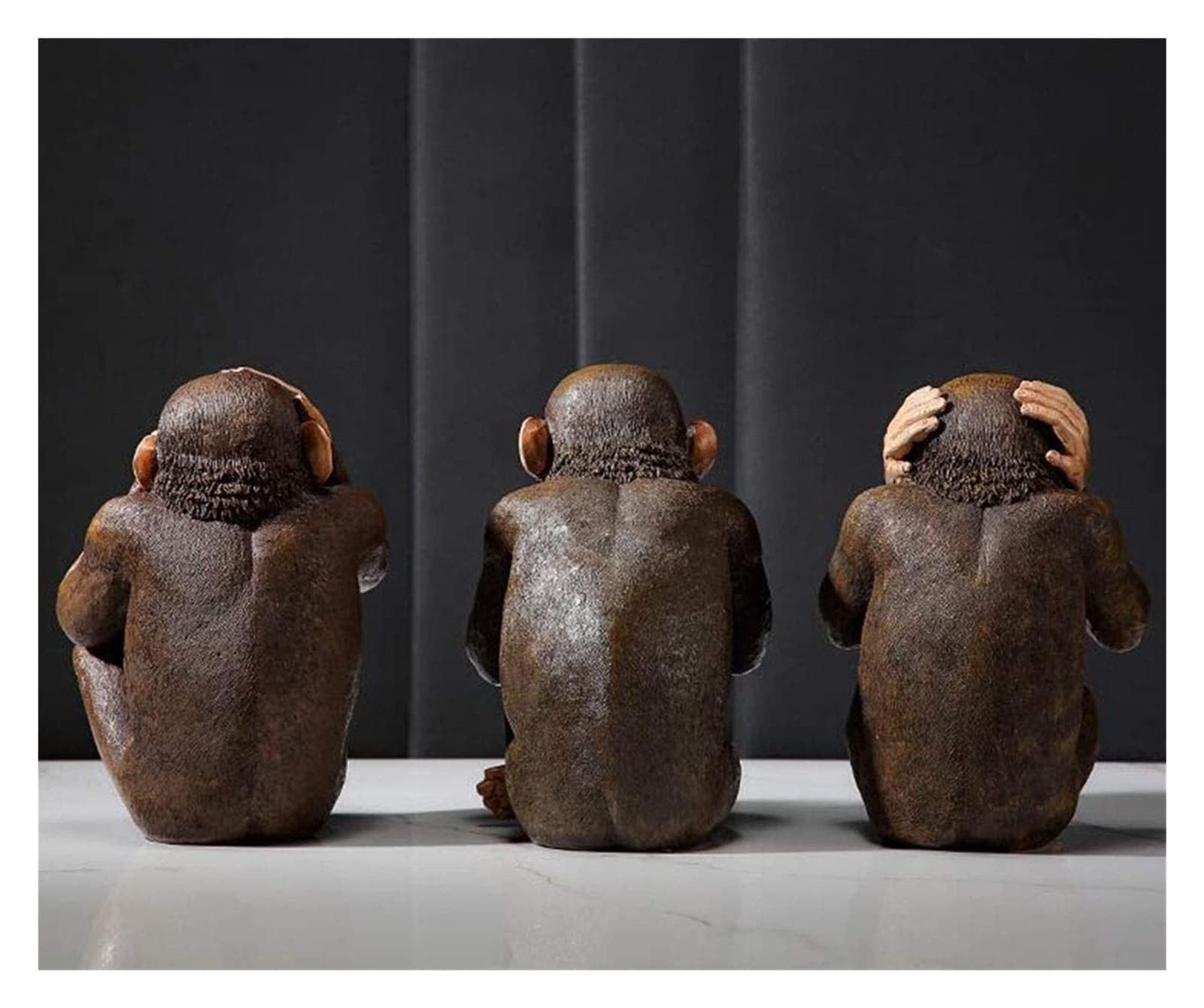 Artystyczna statuetka - dekoracja domu abstrakcyjne rzeźby głowy - figurka dekoracyjna na biurko, zestaw 3 sztuk, statuetka artystyczna, patrz, usłysz, mów bez złej małpy, figurka