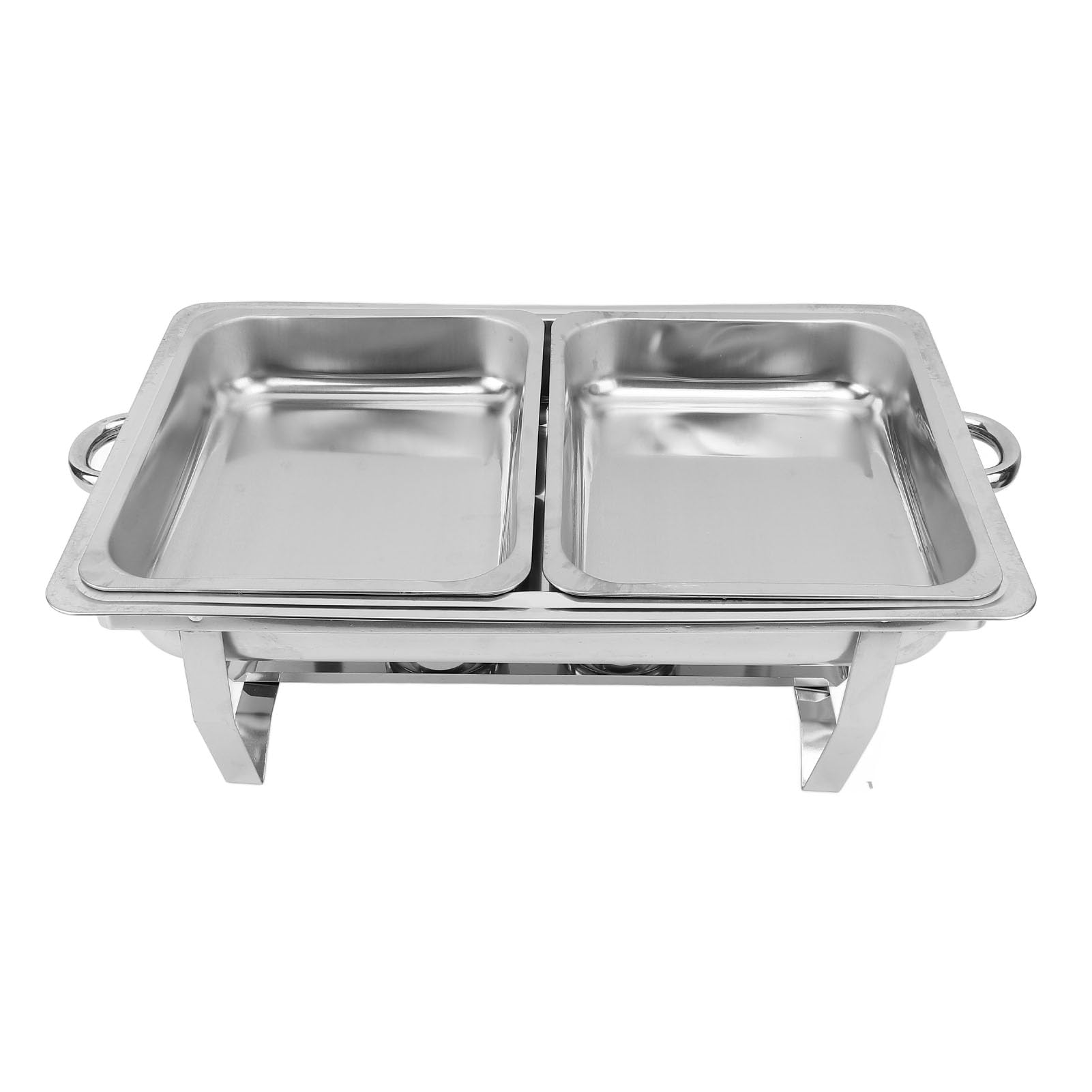 Bewinner Scaldabuffet Commerciale in Acciaio Inossidabile con 2 Scomparti per Catering, con Fornello a Etanolo, Scaldavivande Elettrico a Doppia Pentola con Isolamento a Base d'Acqua per