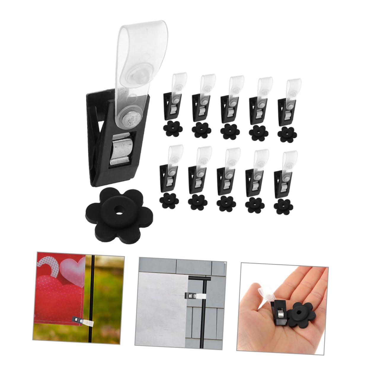 Set Di 10 Tappi In Gomma Per Bandiere Da Giardino E Clip Antivento Regolabili Accessori Per Supporti Per Aste Portabandiera Da Giardino 92041680