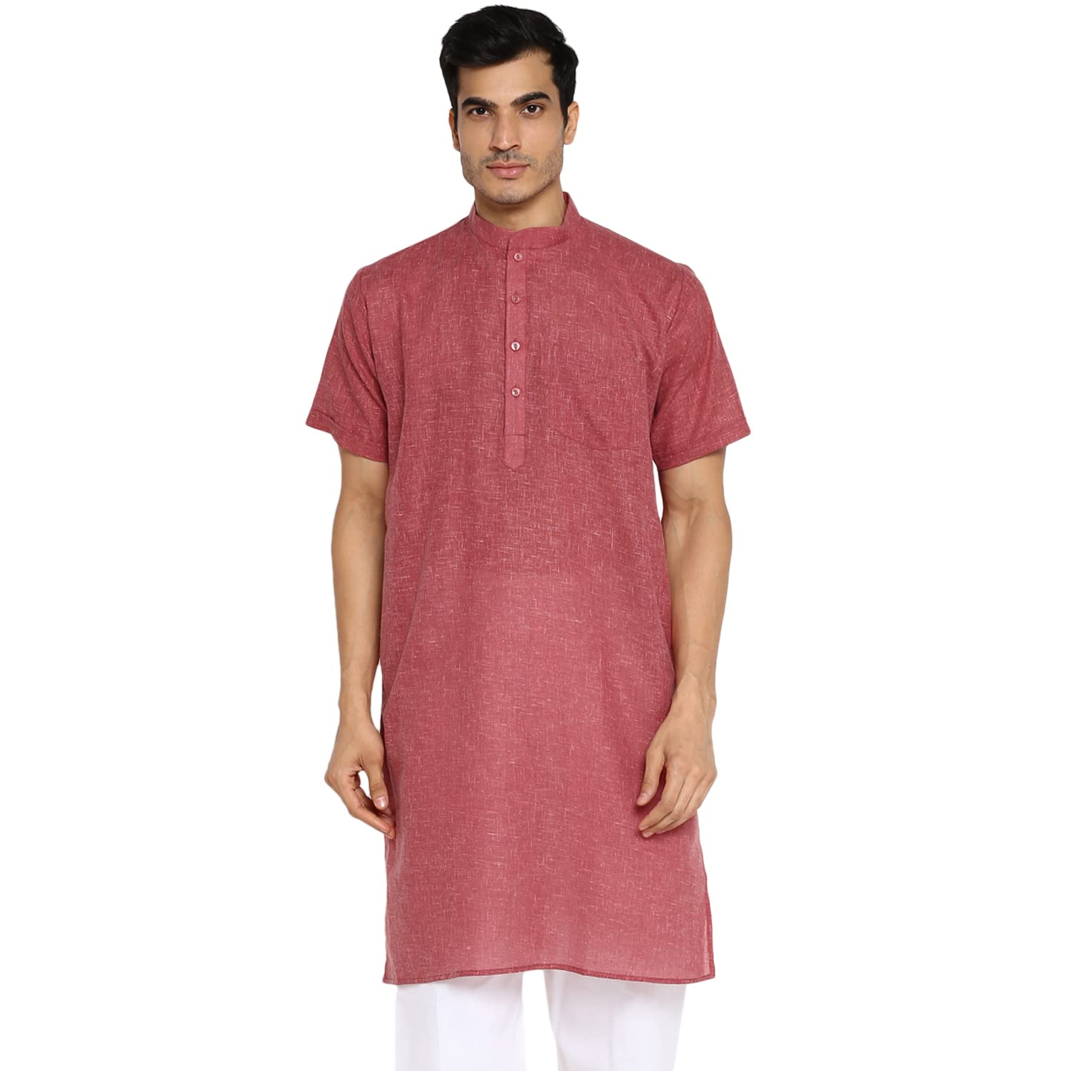 royal kurta Mens Linen Half Sleeved Long Ethnic Kurta-picture-34