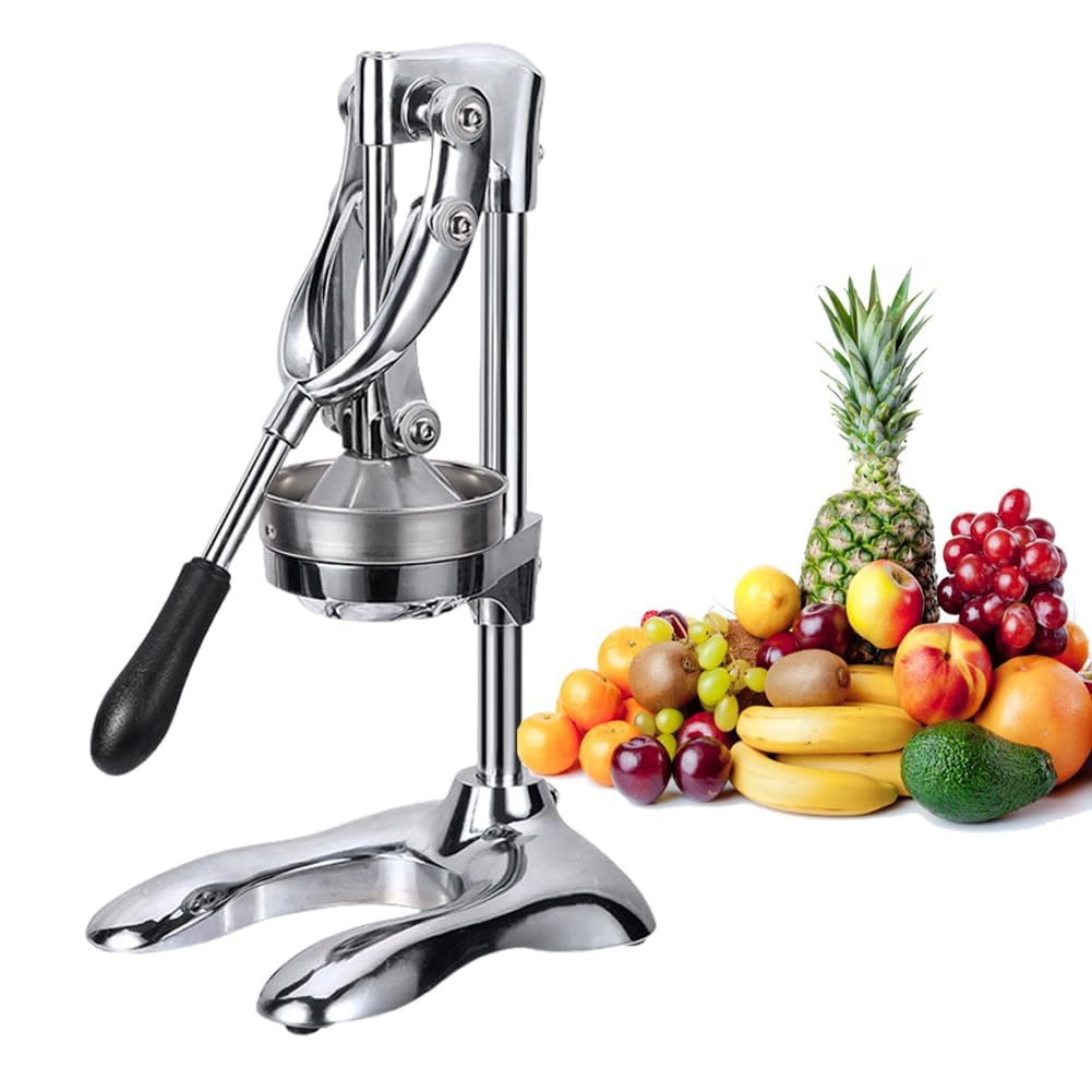 NGDFGR Stainless Steel Commercial Citrus Juicer Hand Press – Heavy Duty Manual Fruit Extractor For Pomegranate, Orange, Lemon, And Lime,Silver
