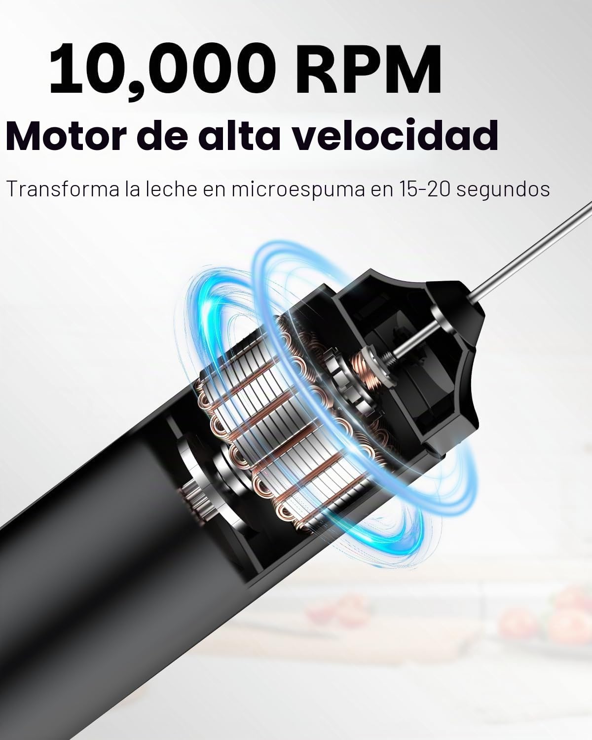 Pawfly Batidor de Leche Recargable Batidor Manual con Varilla de Acero Inoxidable Mezclador Eléctrico Portátil para Cappuccino Latte Matcha Chocolate Caliente