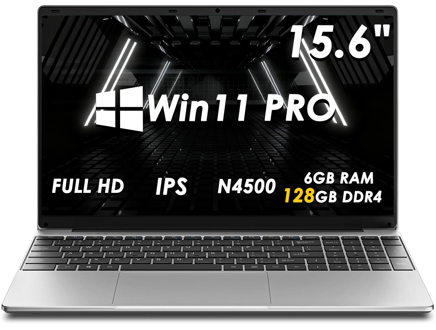 Kayoote Computer portatile da 15,6 pollici Win 11 Pro per studenti e affari, Celeron N4500 6+128 GB laptop con display FHD, IPS, Wi-Fi, BT, computer portatili per lavoro