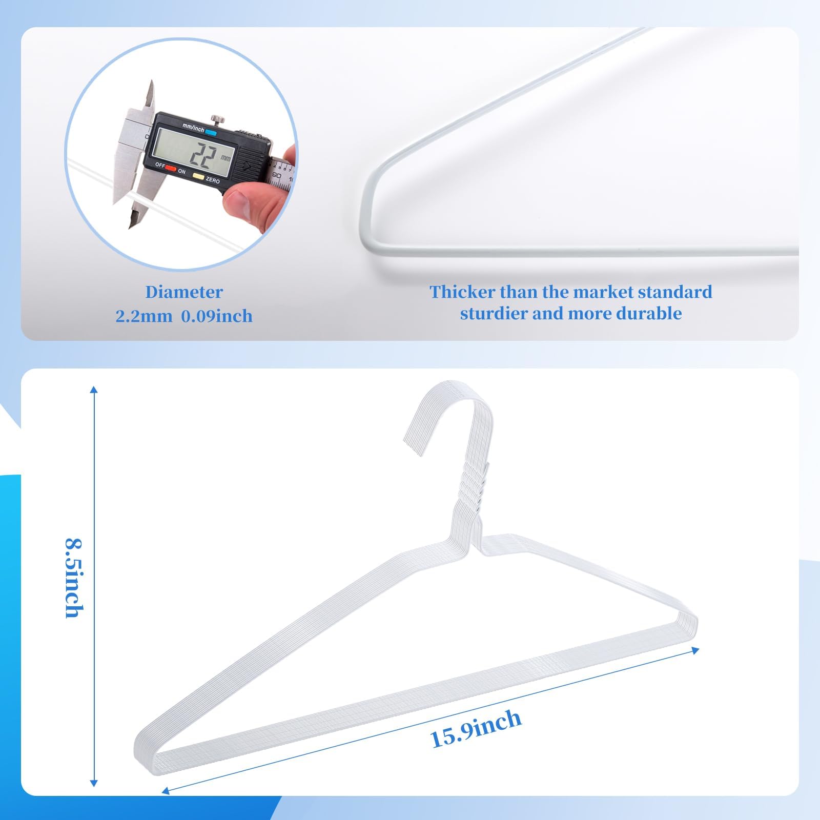 150 Pack Wire Hangers 16 Inch Wire Metal Clothes Hangers Bulk Thin Space Saving Suit Holder for Coats, Shirts, Suits, Pants, Skirts (White)