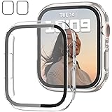 JZK 2 Pack Case with Tempered Glass Screen Protector for Apple Watch Series 3/2/1 42mm, Slim Guard Bumper Full Coverage Hard PC Protective Cover HD Ultra-Thin Cover for iWatch 42mm,Clear+Clear