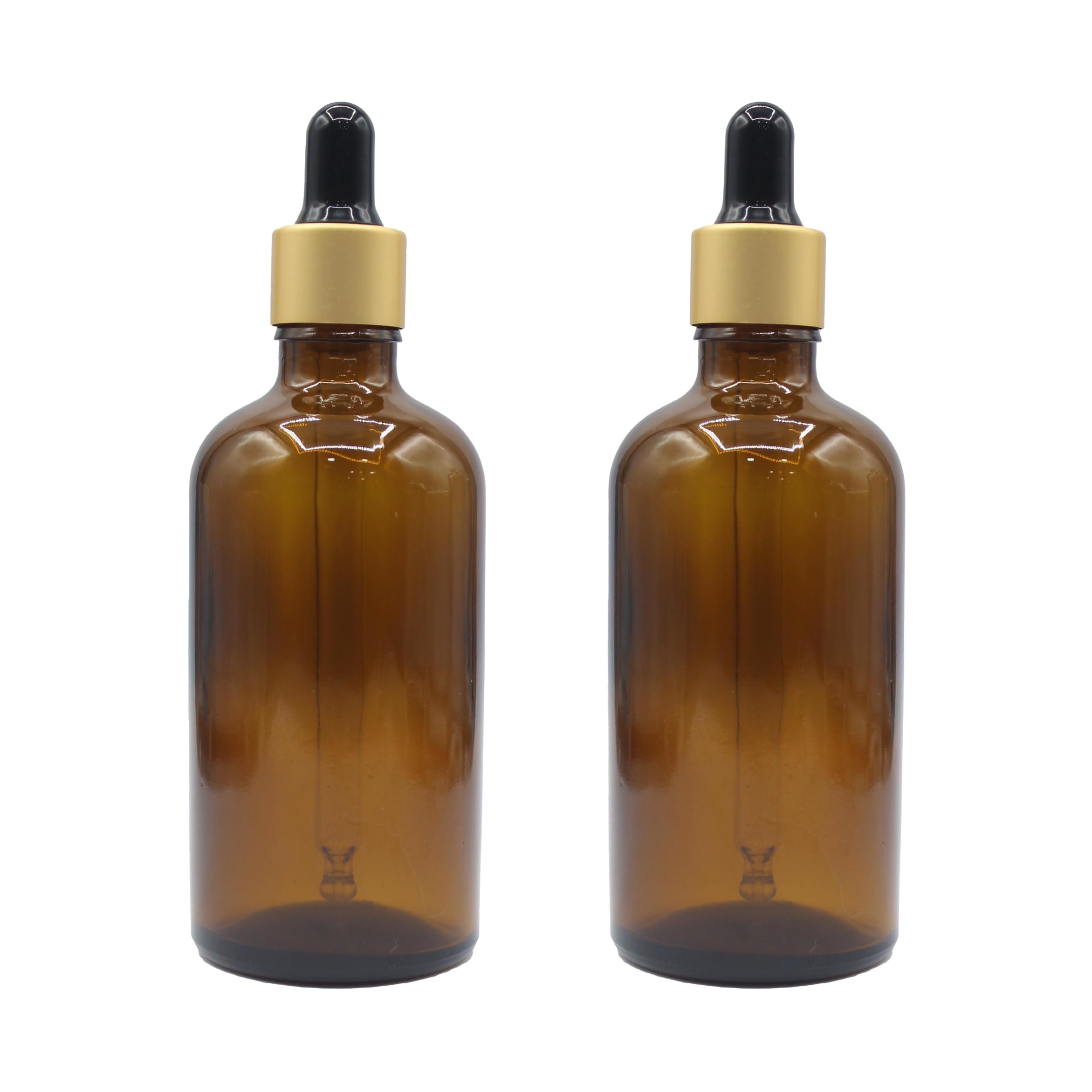 PHARCOS 100ml empty refillable amber glass dropper bottle/Matt golden ring/black silicon teat/refillable for essenial oil, perfumes, aroma oils Cosmetics, Travel Size Cosmetic Container pack of 2-image-45