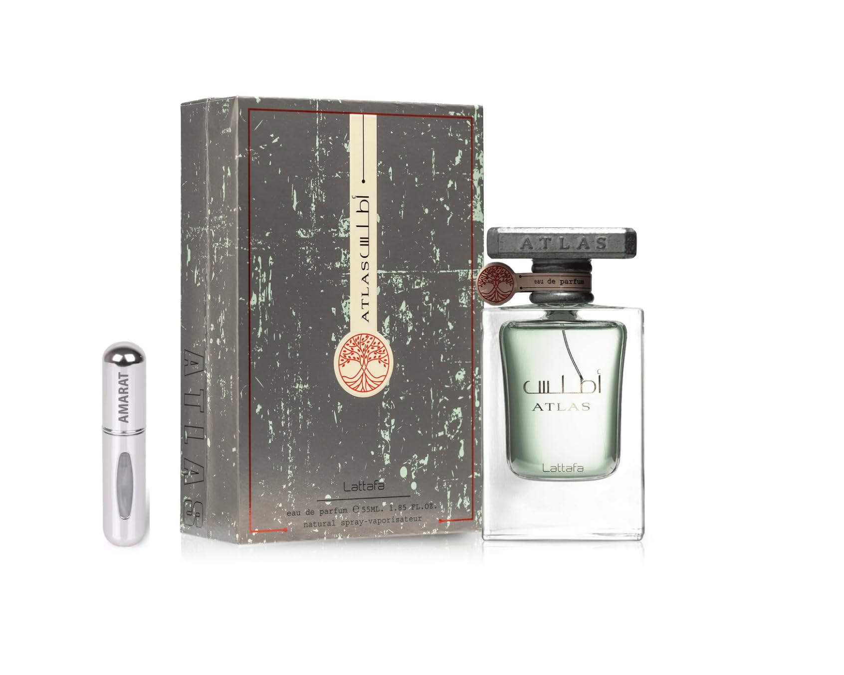 Lattafa Atlas Eau de Parfum 55ml, Perfume Árabe Unisex de Larga Duración, Incluye Atomizador Recargable 5 ml, Fragancia Fresca y Sofisticada con Notas de Mar, Iris y Ámbar (Atlas)