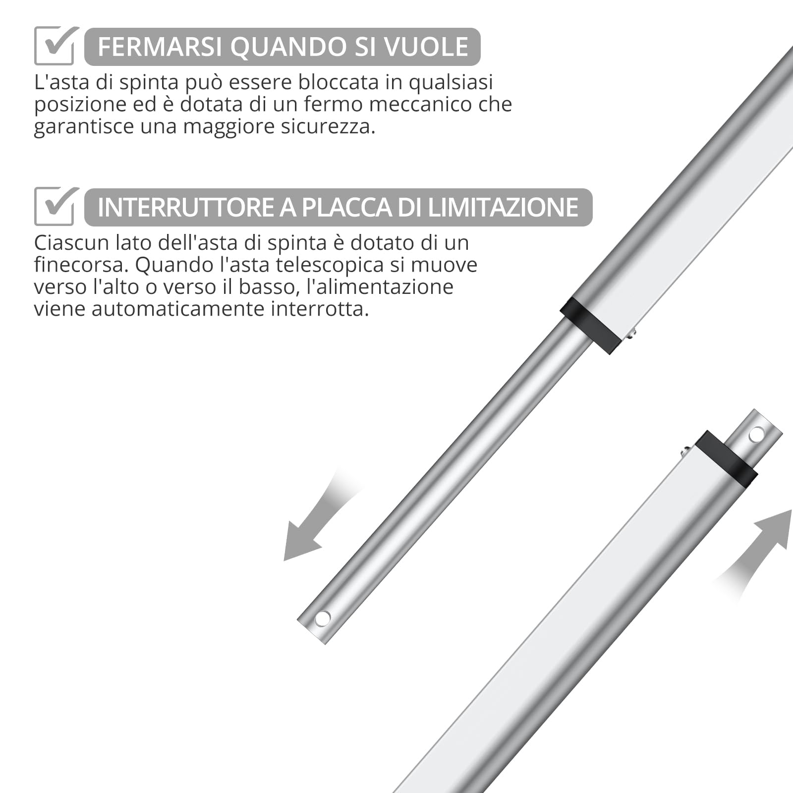 Justech 12v DC 750N 250mm Attuatore Lineare Multifunzione Motore per Automazione Medicale Piccolo Corsa di Sollevamento Servizio Gravoso Massimo (250mm) per Uso Elettrico Medico