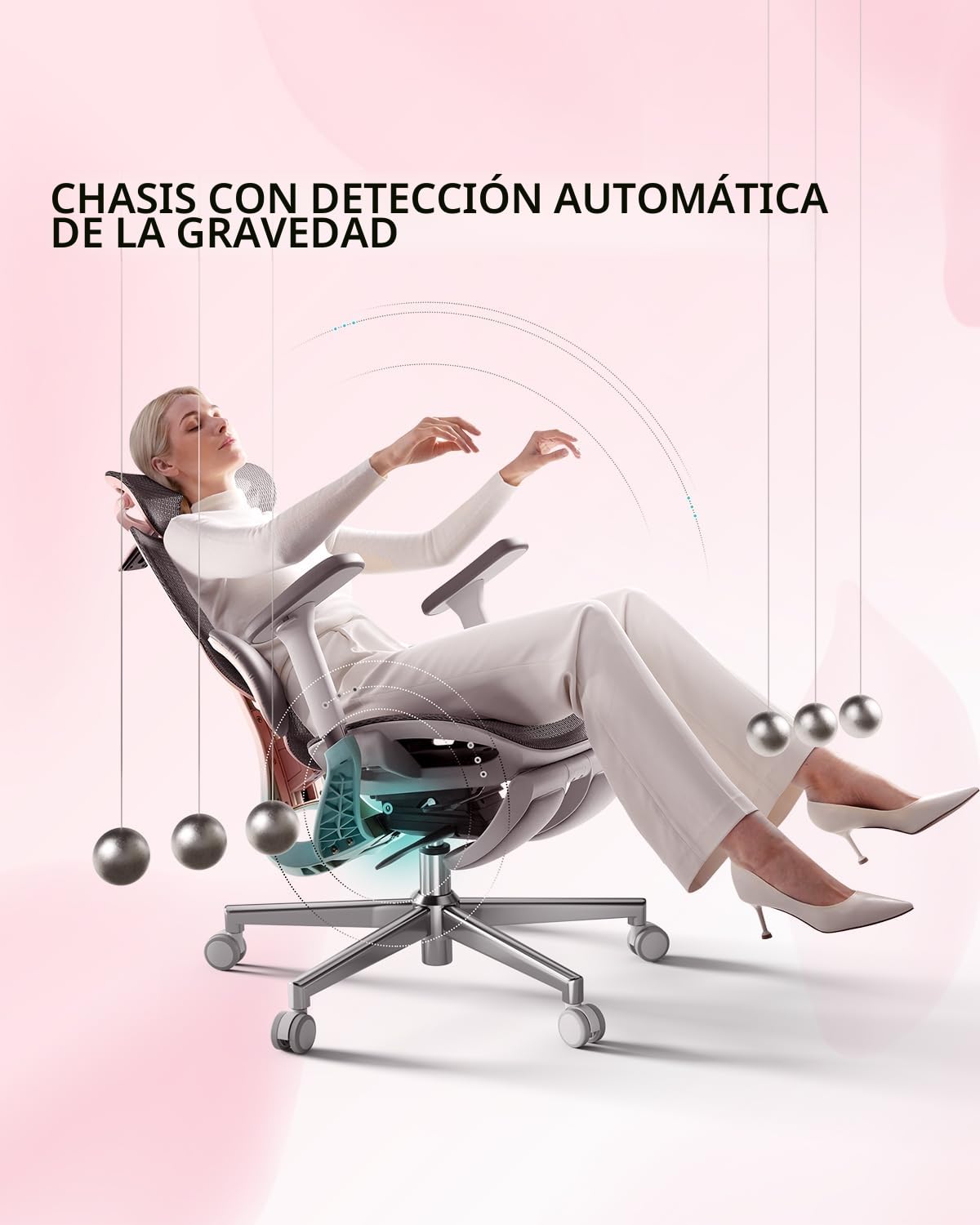 Hbada E3 Pro Silla de Oficina Ergonomica - Soporte Lumbar Dinámico de 3 Zonas, Reposacabezas 3D y Brazos 6D, Silla Ergonomica Escritorio con Reposapiés (Rosa)