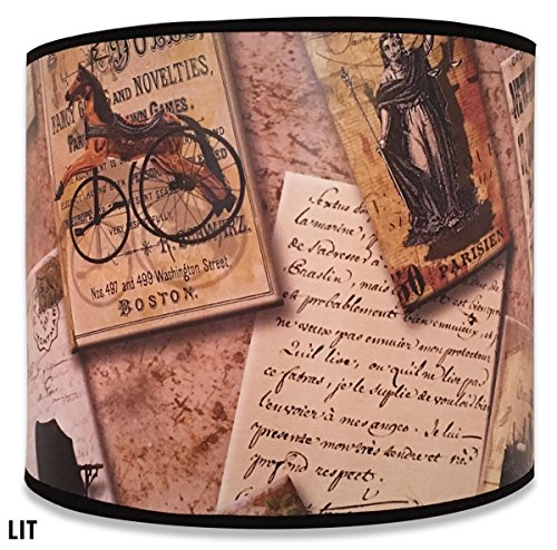 Image of Royal Designs, Inc. Trendy Decorative Handmade Drum Shade, Made in USA, 10in, HBC-8020-10, Victorian Letters