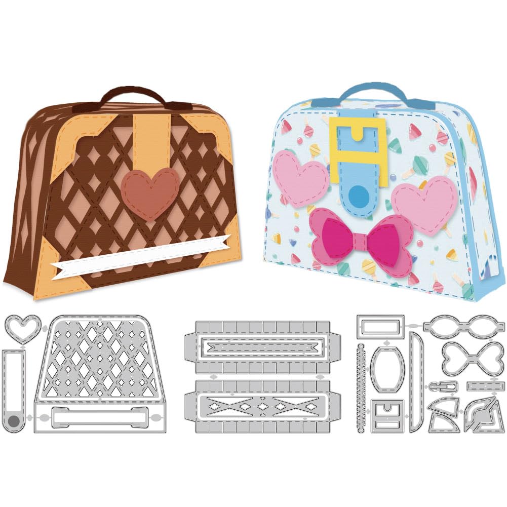 DELORIGIN 3D Handbag Cutting Dies Bag Box Card Making Die Stencil Carbon Steel Die Cuts Scrapbooking Embossing Template Dies for Greeting Cards Craft Paper Album Invitation Decor