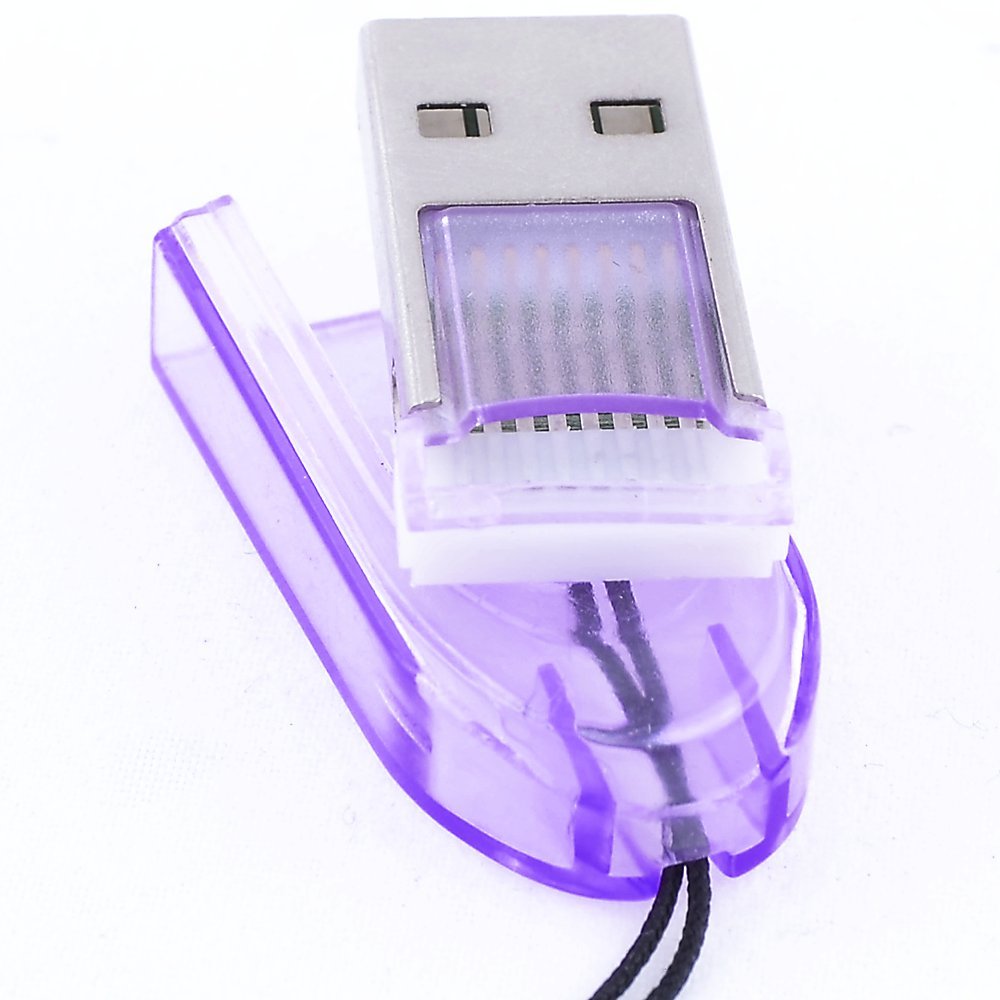 REY Adattatore Lettore di schede compatibile con il formato Micro SD a USB portatile, viola
