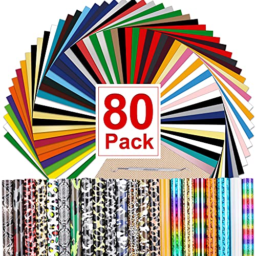 CAREGY HTV Heat Transfer Vinyl Bundle: 80 Pack 12