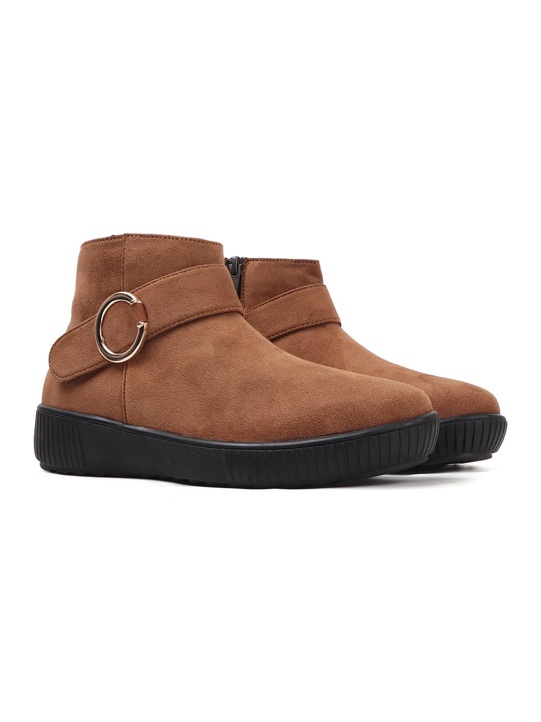 Women's Buckle Accent Wedge Sole Ankle Bootie-image-9