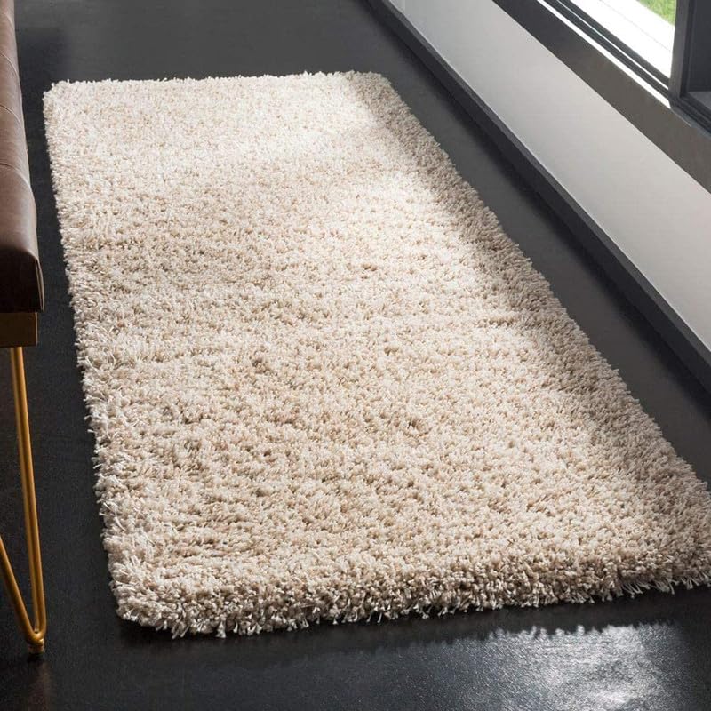 Image of SAGON Anti-Skid Shaggy Carpet Rug for Home | Ultra-Soft Plush Floor Mat for Living Room & Bedroom | Non-Slip, High-Density, Cozy Luxury Decor| 2 x 5 Feet Ivory