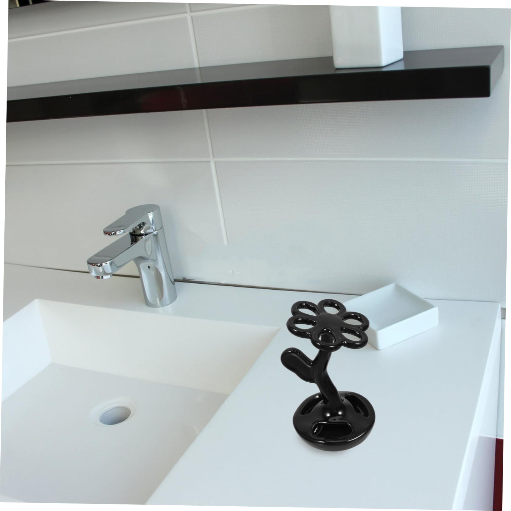 Gatuida 6fori Porta Spazzolini Singolo in Porcellana Portaspazzolini per Bagno Porta Spazzolino Custodia per Dentifricio Organizer da Scrivania