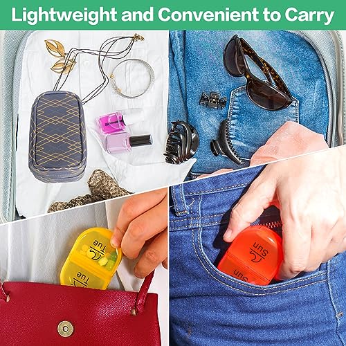Image of Serfeymi Weekly Travel Pill Organizer 2 Times A Day AM PM Upgraded Rainbow Pill Box 7 Day with Portable Zipper PU Leather Pill Case, Medicine Organizer for Pills, Vitamins, Fish Oils - Lines 01