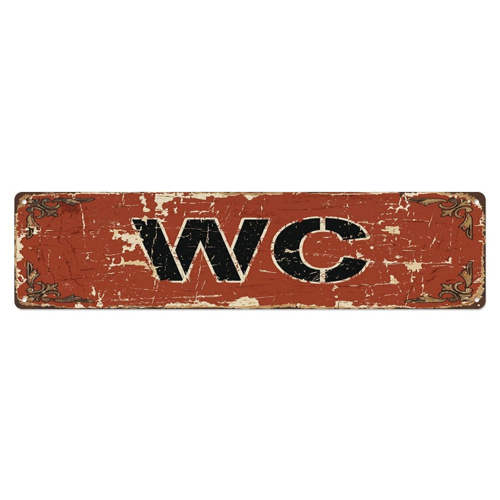 Shabby Weathered Pub Restroom Toilet(WC) Door Metal Tin Skinny Sign Plaque Wall Decor for Cafe, Club Bar, Office, Home Garden Metal Poster 4x16Inch