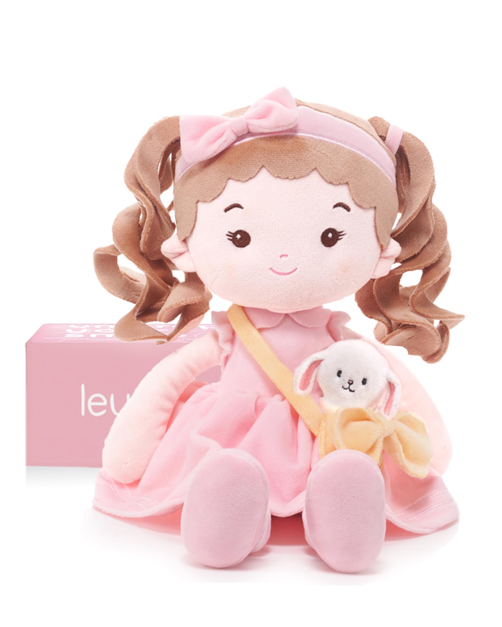 LeyaDoll Muñeca de Trapo Suave para bebés (40 cm) – Mi Primera muñeca para niña de 1 año, Regalo de cumpleaños y Navidad, Peluche para niños pequeños y bebés Milly and Her Pet Bunny