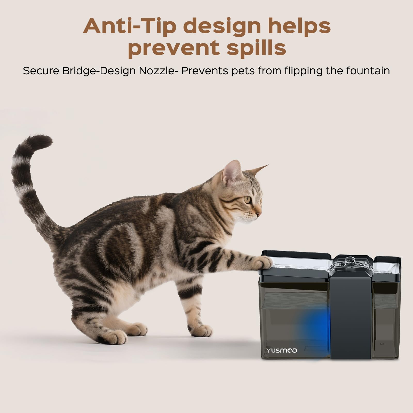Automatic Cat Water Fountain, 2.2L/74oz Pet Fountain with 304 Stainless Steel Drinking Top, Ultra-Quiet Pump, Triple Filtration & LED Water Level Alert, BPA-Free Plastic for Cats and Small Dogs - image 4