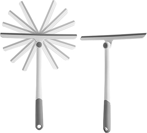 Paquete de 2 escobilla para puertas de ducha escobilla de ducha para puertas de cristal baño espejos ventanas paredes de azulejos mango de silicona