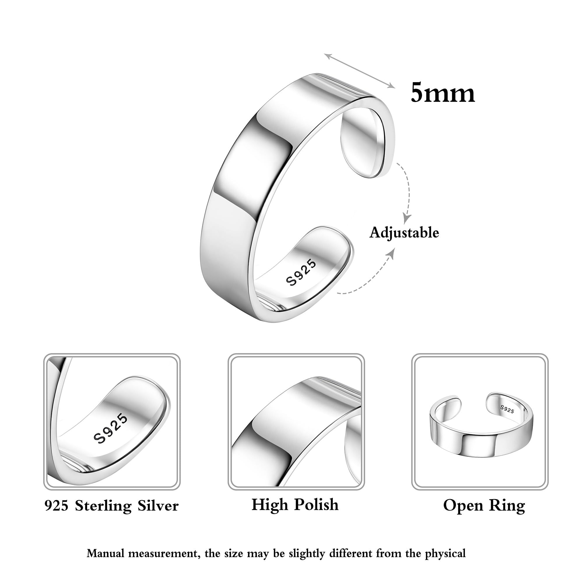 Chriscoco Anelli Donna Argento 925 Anello Regolabile Anello a Fascia Fedine Fidanzamento per Donna 1/2/3/4/5/6/8/10/15MM