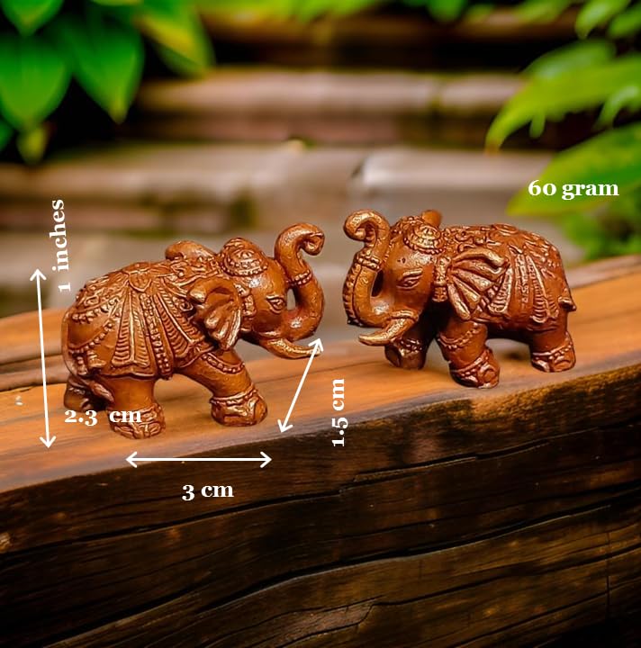 Image of Copper Idols India, 1 inches, Handmade Paired Elephant Idol 60 Gram, Patina Antique Finish, Pack of 2 Piece