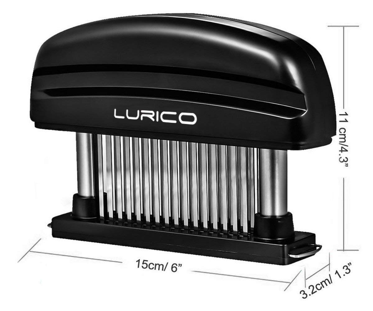 LURICO Batticarne Acciaio Inox, Batticarne 48 Lame in Acciaio Inossidabile Ultra Affilate, Inteneritrice per Carne per Bistecca Manzo Pollo Maiale Rimovibile per la Pulizia, Lavabile in Lavastoviglie