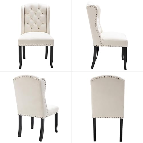 Miniatura 4 de DUOMAY Juego de 6 sillas de comedor modernas capitoné, sillas de comedor tapizadas en terciopelo sin brazos, sillas laterales de invitados para