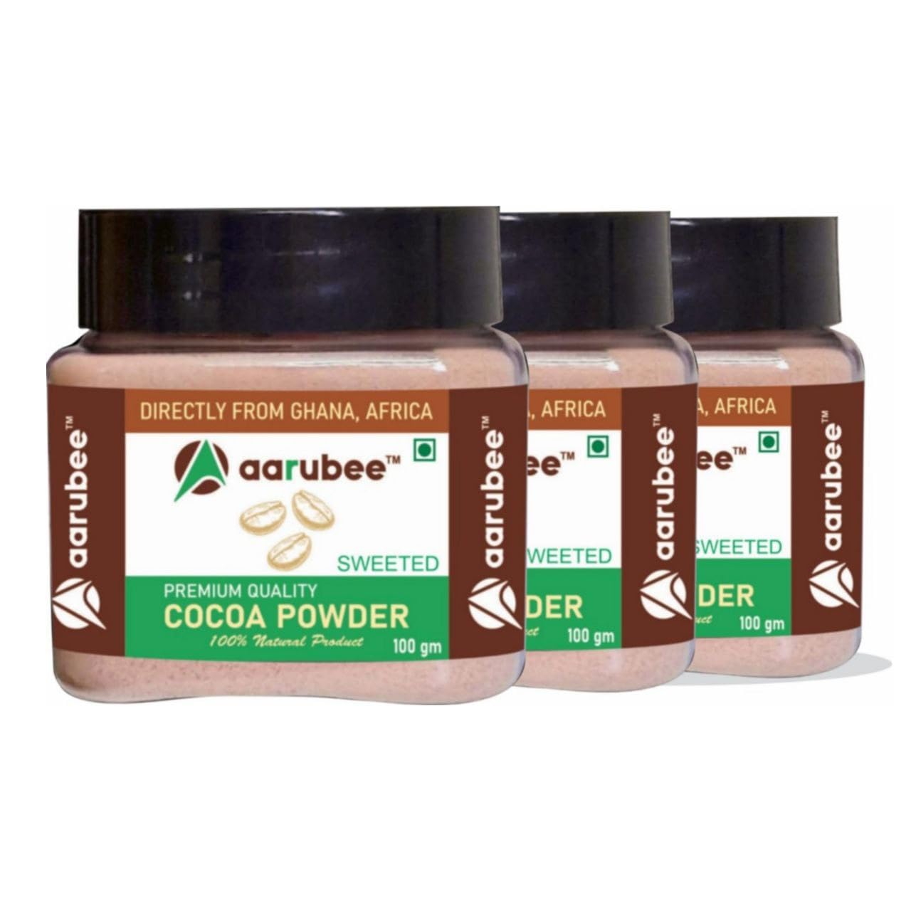 AARUBEE Dark Cocoa Powder for Chocolate Cake Making & Chocolate Hot Milk Shake,sweetened (100 Gram) (Pack Of 3)