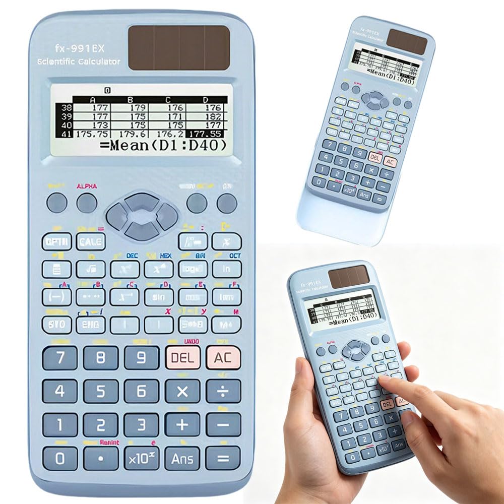 FX-991EX Scientific Calculator, Advanced Scientific Calculator with 552 Functions, Portable Scientific Calculator with 10+2 Screen Displays for Students, Teachers, Business, School, Office, Blue
