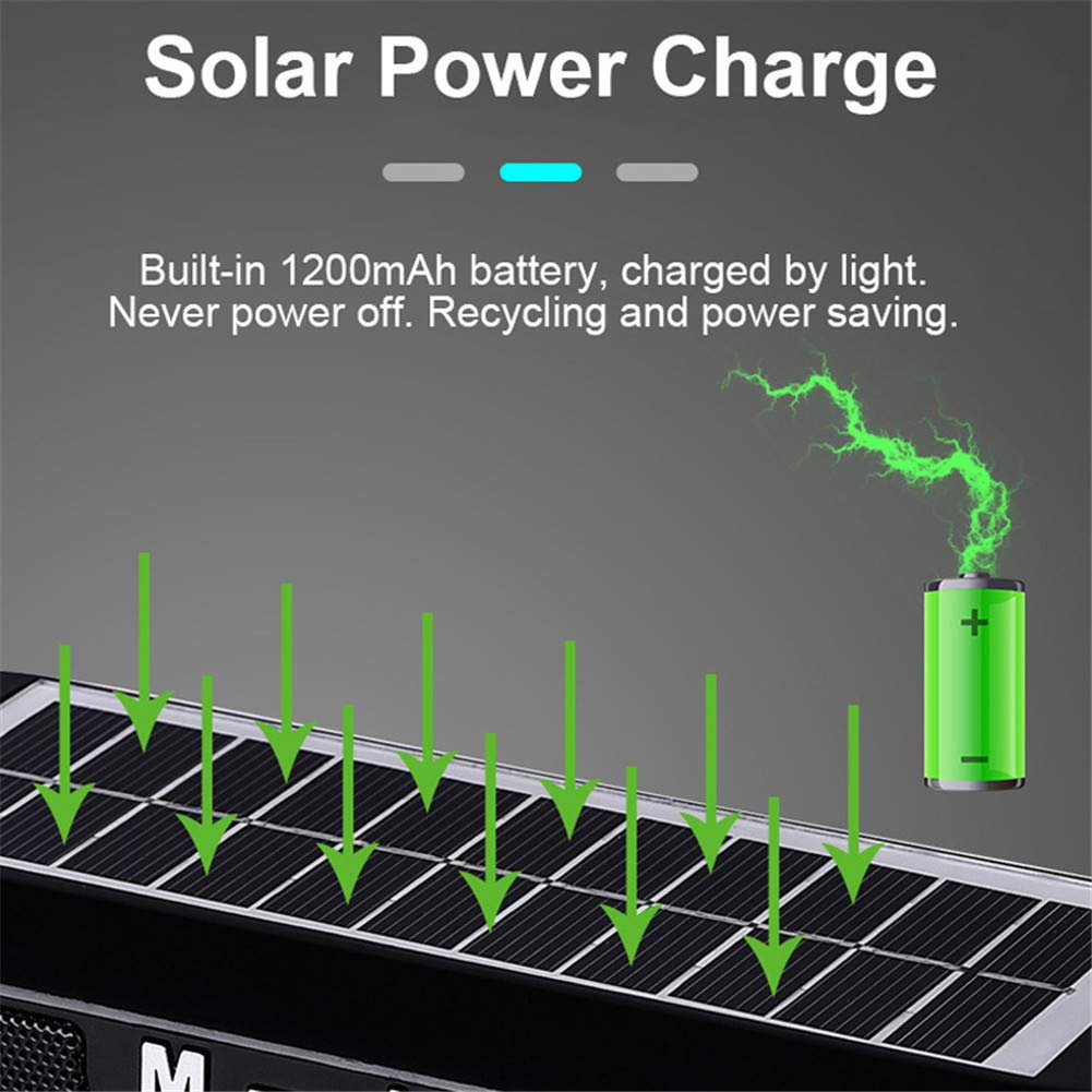 GMtes Głośnik Bluetooth - ruchomy kolumna Bezprzewodowa Stereo Music Box Solar Power Box Boombox MP3 głośnik zewnętrzny wodoodporny głośnik, czarny