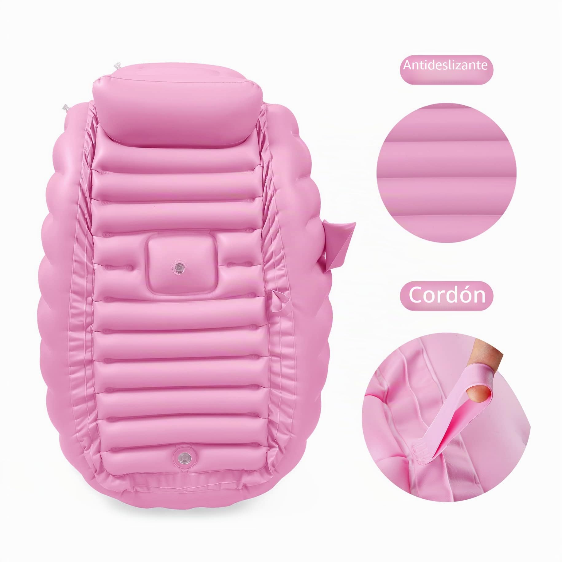 PandaEar Bañera Inflable para Bebés, Bañera Portátil para Bebés, con Bomba de Aire, Plegable, Antideslizante, Mini Piscina de Aire para Recién Nacidos (Rosa)