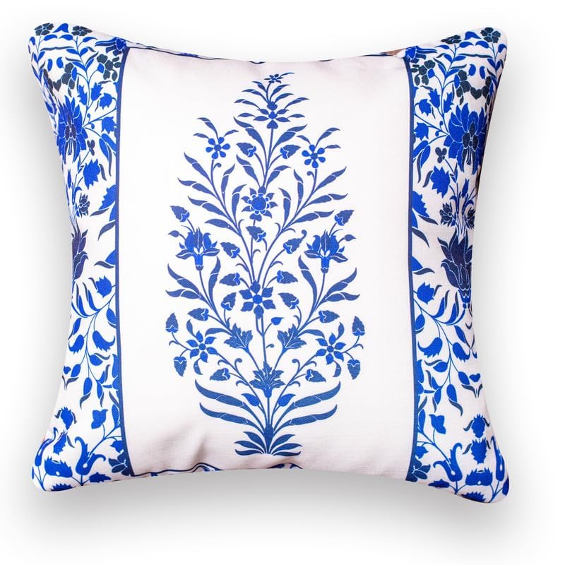 Image of Decorative Satin Sofa Cushion Covers Set of 5, 16 x 16 Inches, Multicolor Floral Printed Pillow Covers for Living Room, Bedroom, Couch & Sofa, Soft Glossy Fabric, Zipper Closure
