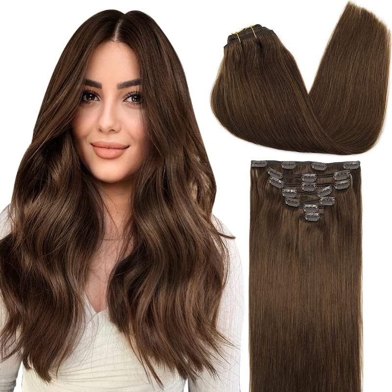 GOO GOO clip-in hair extensions, 26in, 135g, 7pcs, chocolate brown