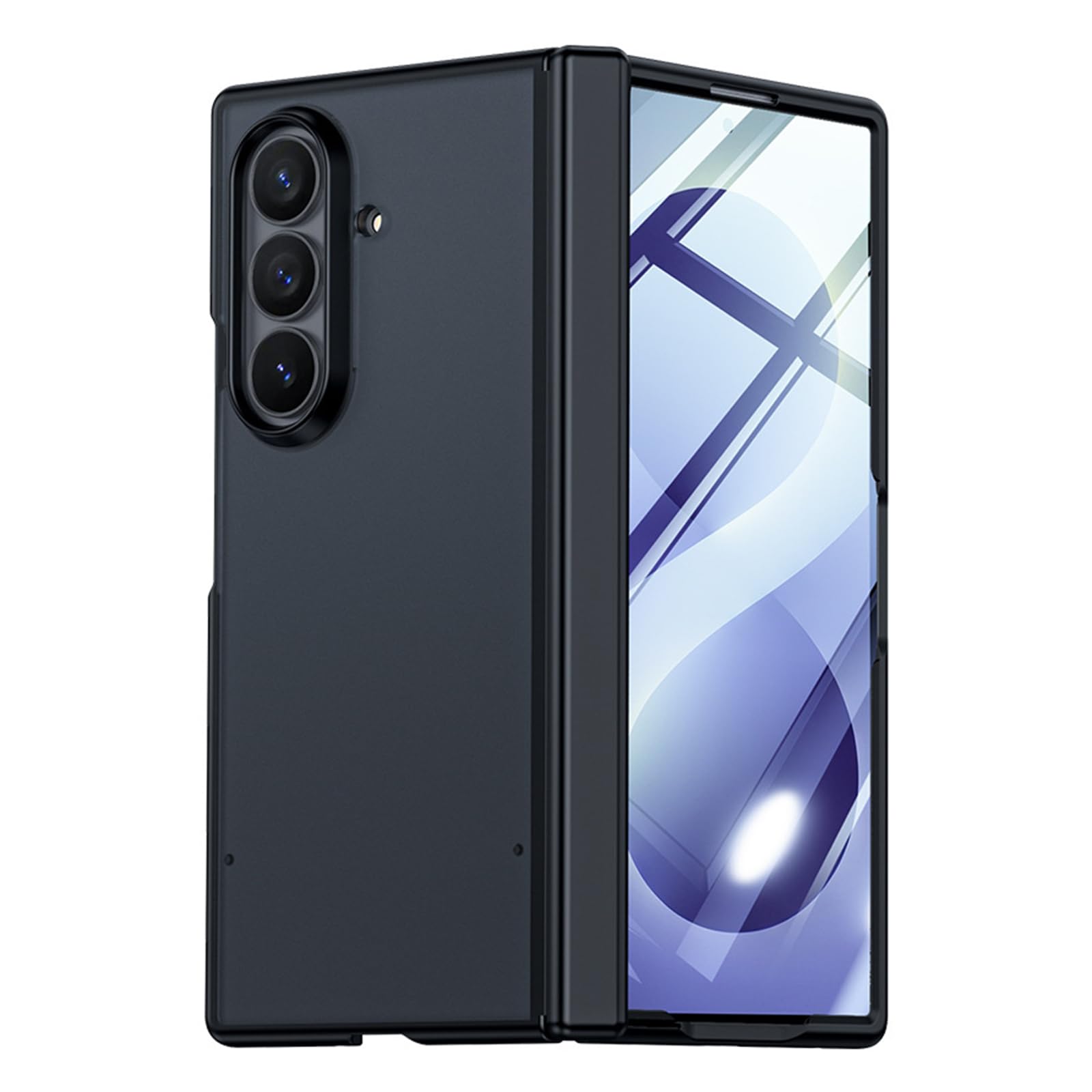 MFAOSHI Slim Case for Samsung Galaxy Z Fold 8 Ultra, Frosted Translucent Phone Cover with Tempered Glass Screen Hinge Protection Case,Black,Fold 8 Ultra