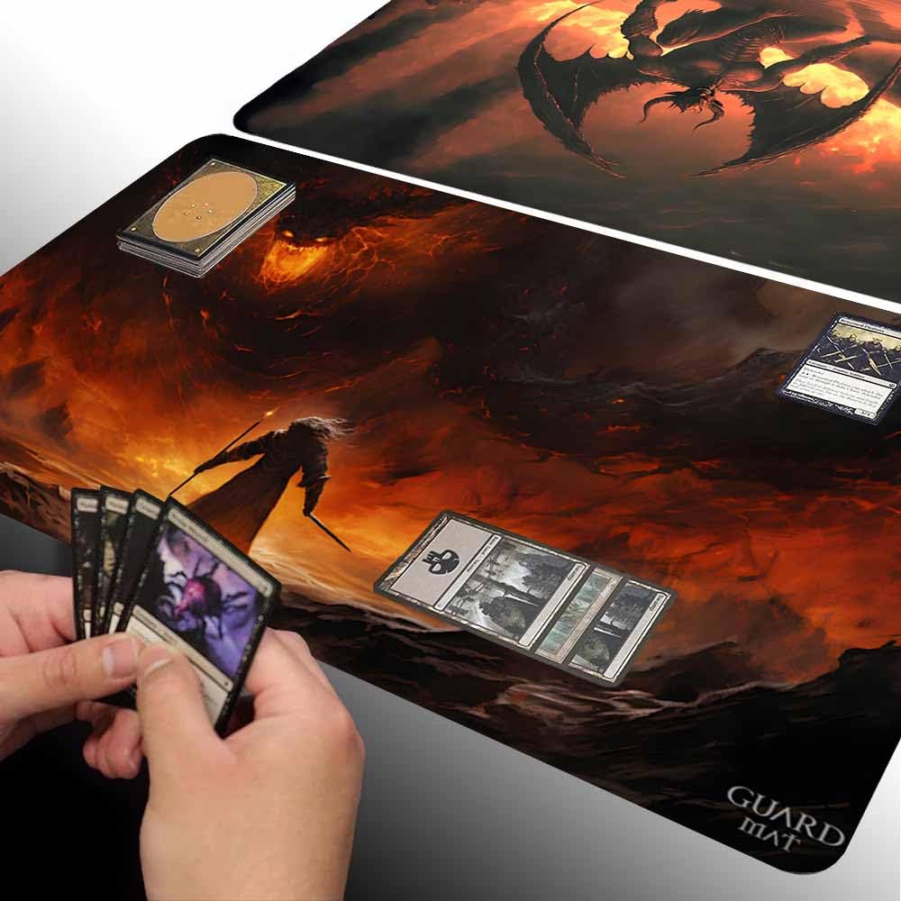 The Shadow and The Flame (Bords Cousus) - Tapis de Cartes Magic - Tapi de Jeu - Playmat pour Jouer à MTG, Le Seigneur des Anneaux, TCG - Tapis de Jeu de Société