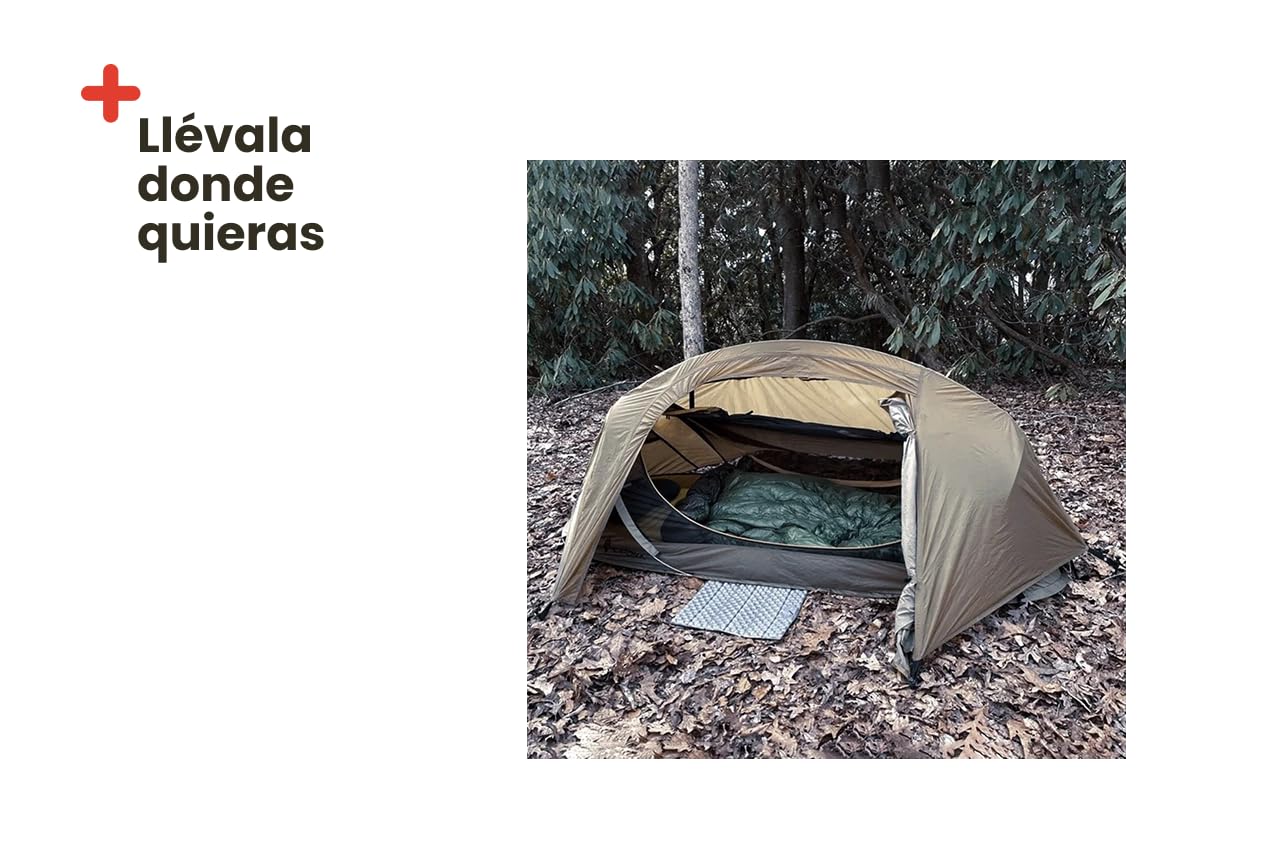 Inuitz Tienda de campaña 1 Persona Ultraligera – Ligera y Resistente 1 kg – Montaje rápido con Clavos y Cordones – Ideal para Camping, Trekking y Senderismo en Solitario