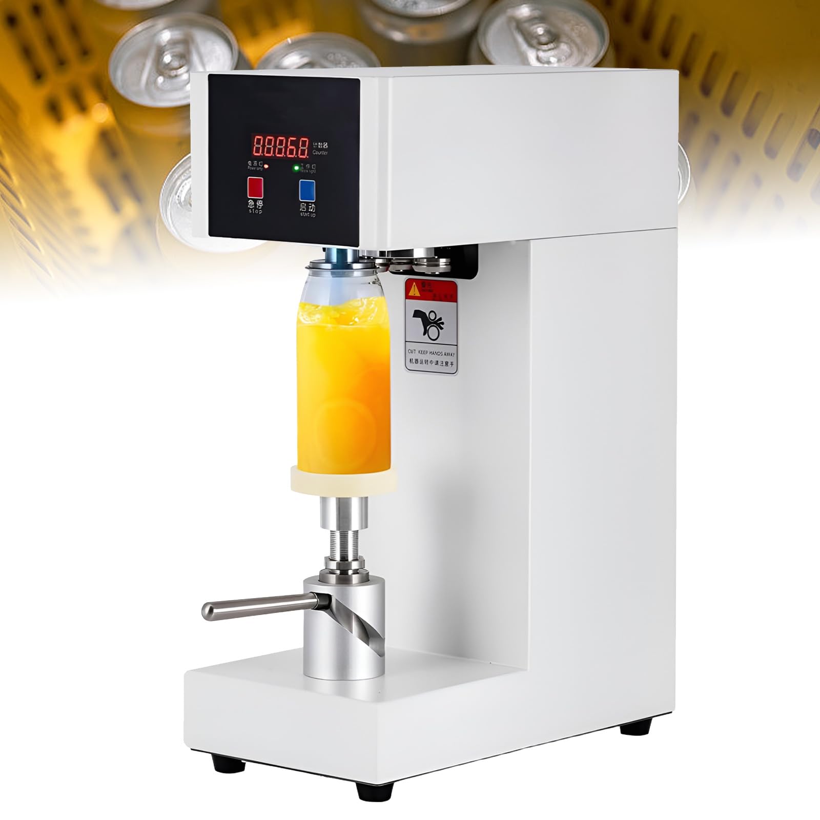 Automatyczna zgrzewarka do puszek po napojach i puszkach, uszczelnia 10-20 puszek/min, licznik funkcji i wyświetlacz LCD, regulacja wysokości 14-20 cm