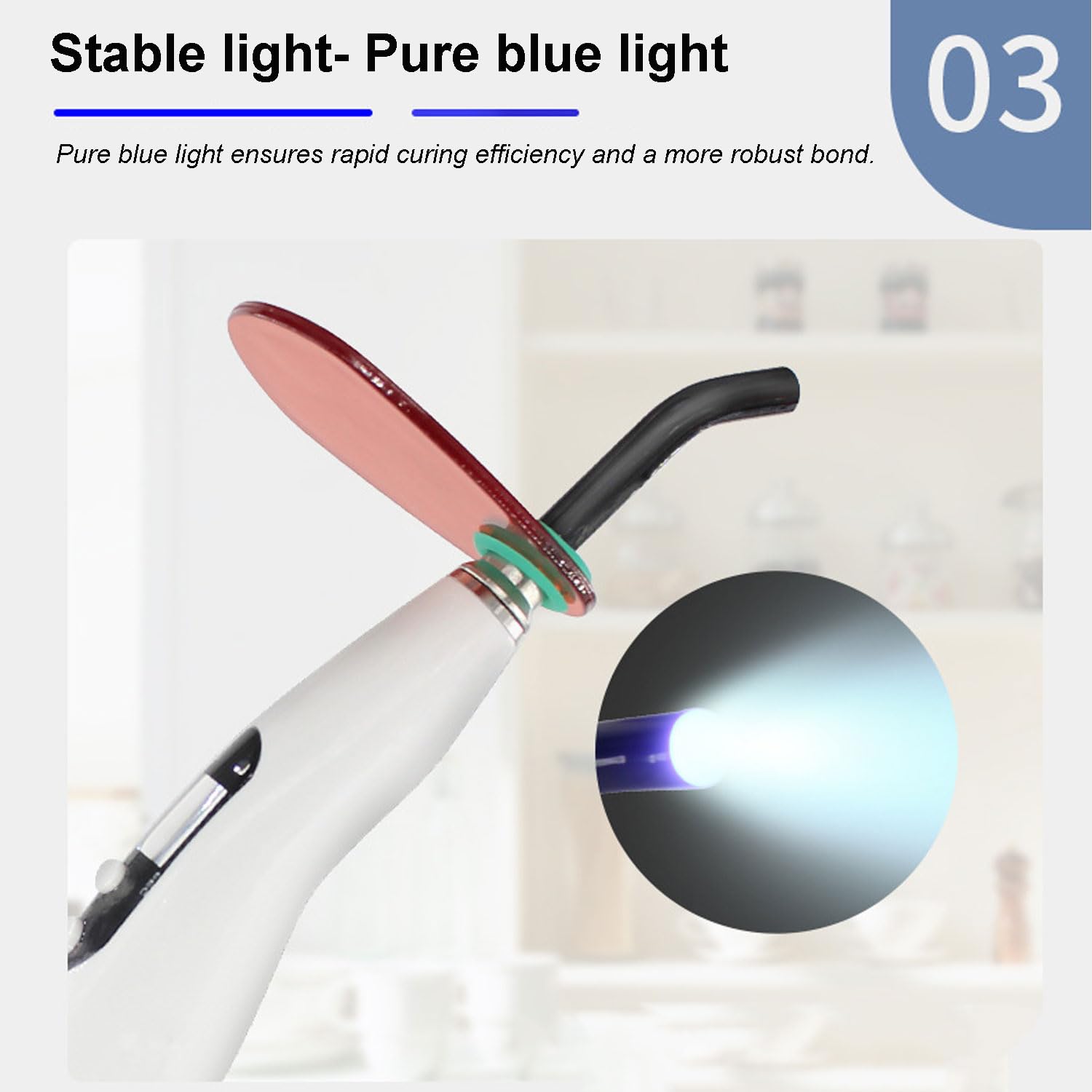 Lampe De Polymérisation À LED Haute Puissance 5W, pour Colle pour Brackets & Résines, Lumière Photosensible pour la Solidification des Matériaux Dentaires, Outil 3 Modes avec Base de Charge