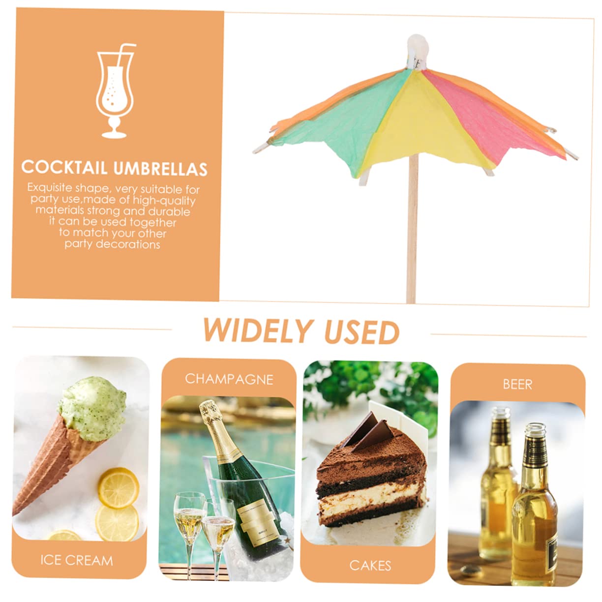 Cabilock 5 Ensembles Décorations Parasol pour Cocktails Cupcakes Accessoires Hawaïens pour Événements pour Gâteaux Fruits Boissons 100 Pièces * 5