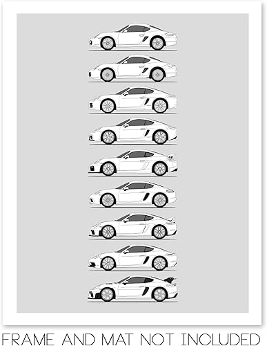 Miniatura 39 de Handmade Poster compatible with Porsche Print Wall Art Handmade Decor of the Best of Porsche Generations History Evolution (8x10" (Unframed) Satin