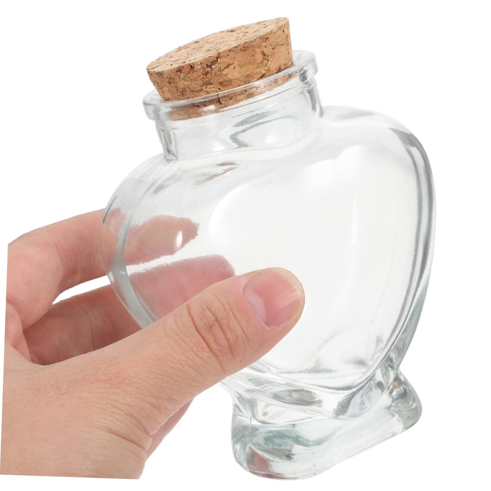 4 Pezzi Bottiglie Vetro a Cuore 160ml con Tappo in Legno